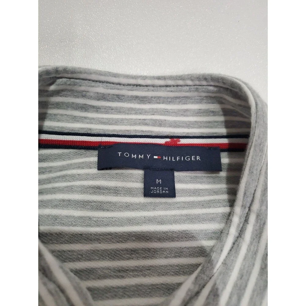 Tommy Hilfiger Button Up Jacket Gray Striped Casual w Pockets‎ Womens Medium